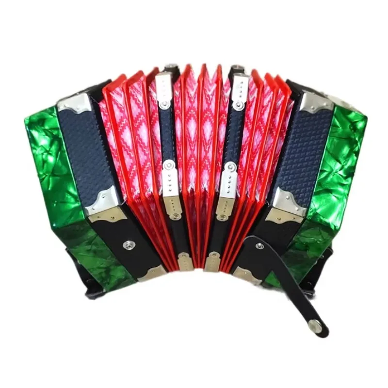 Hexagonal Accordion Anglo English Style Hexagonal Accordion and Instructions 20 Keys Agate Green Push-Pull Distinctive Sound