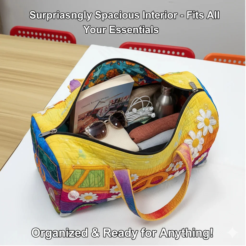 

Сумка для путешествий с 3D-печатью и стеганым узором, ретро-сумка-тоут в виде автобуса, красочная сумка с цветочным принтом, пляжная, походная, спортивная сумка через плечо, персонализированный подарок