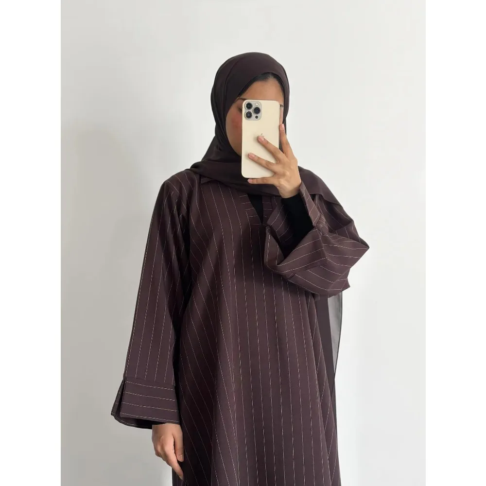 

Праздничное мусульманское платье для женщин на Ид, полосатое платье для вечеринок, джалабия, абайя, длинное платье, марокканский дубайский кафтан, исламские длинные платья