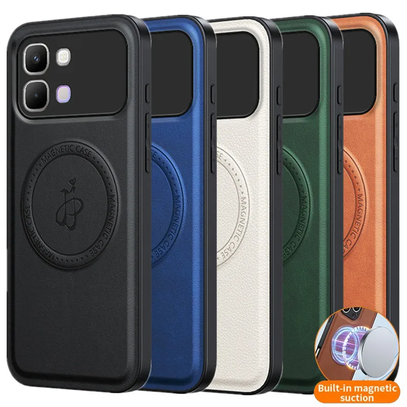 PU Leather Wireless Charging Magnetic Case for Infinix Note Edge 5G Fusion Protective Cover Hard Back Shell Coque