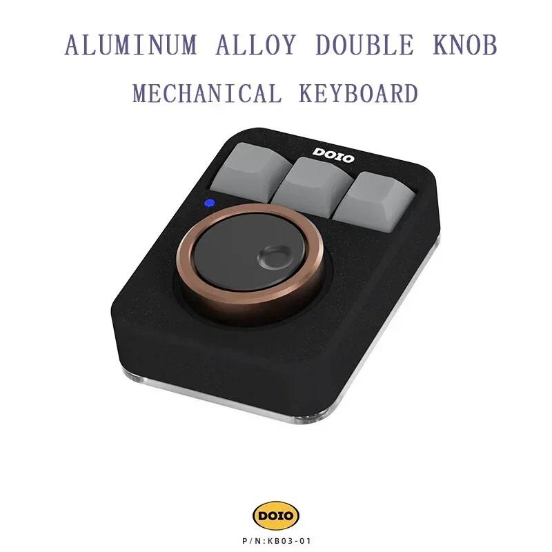 DOIO KB03-01 Aluminum Two Knob RGB Hot Swap Bottom Shell Mechanical Keyboard Designer Customize Wired Keyboard Accessories