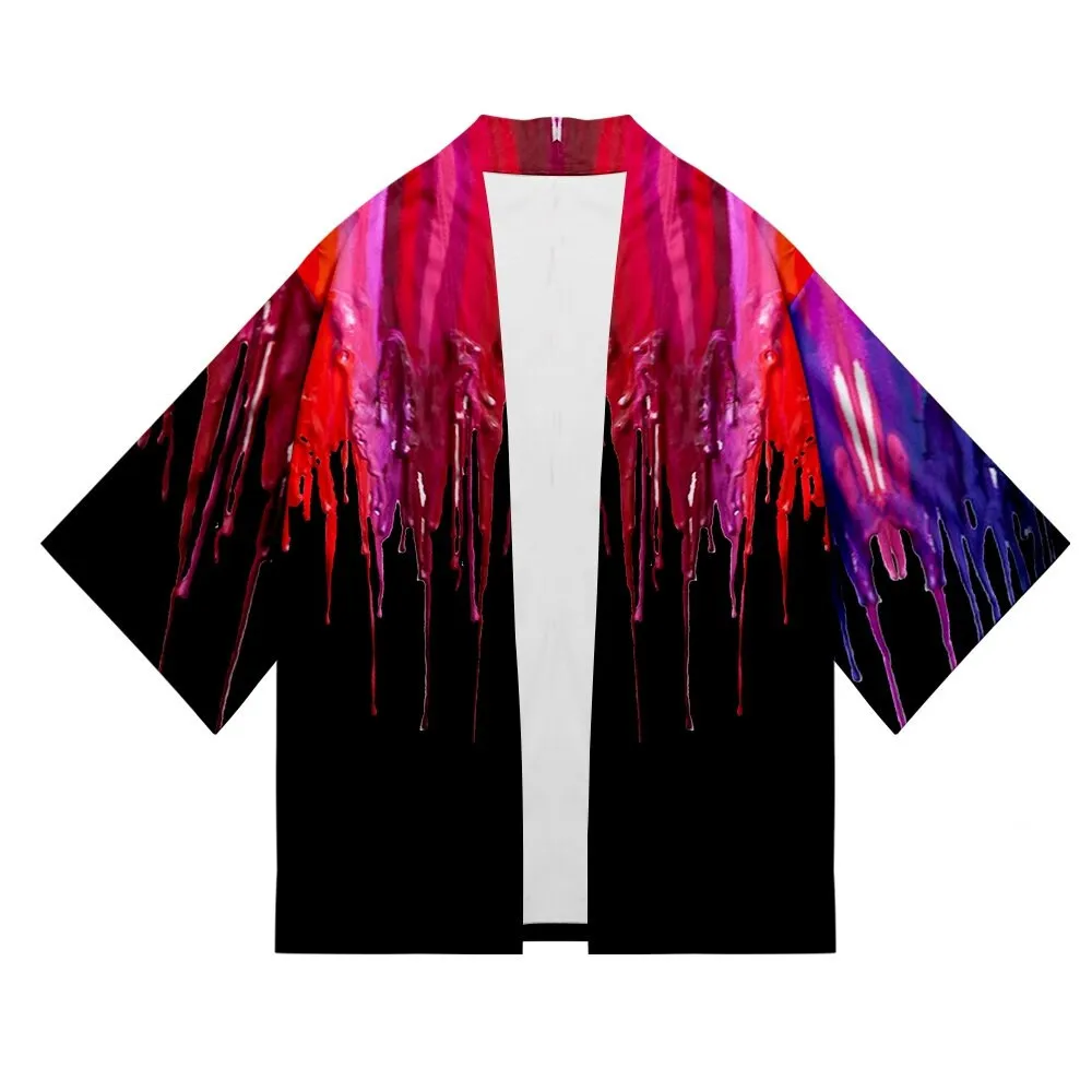 سترة كيمونو مطبوعة بنمط قوس قزح #4