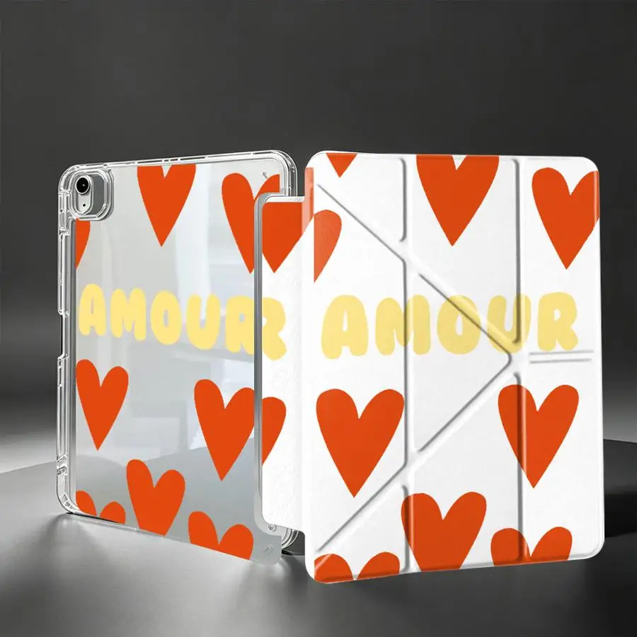 Love Pattern Letters With Pen Slot Cover Tablet Case For Samsung Galaxy Tab S7 FE S8 A11 S9 Plus S10 Lite A8 A9 Plus