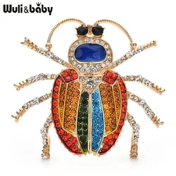 Wuli&baby Big Shining Beetle Brooches For Women Men Colorful Rhinestone Insects Party Office Brooch Pins Gifts
