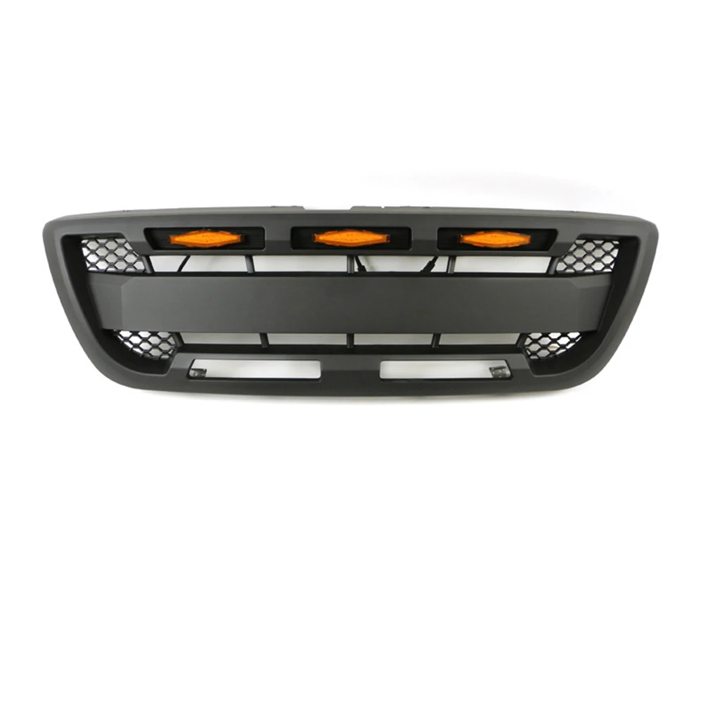 For Ford Ranger 1998 1999 2000 Car Modified ABS Front Bumper Mask Grille Racing Grill with LED Lights Auto Exterior Parts Black