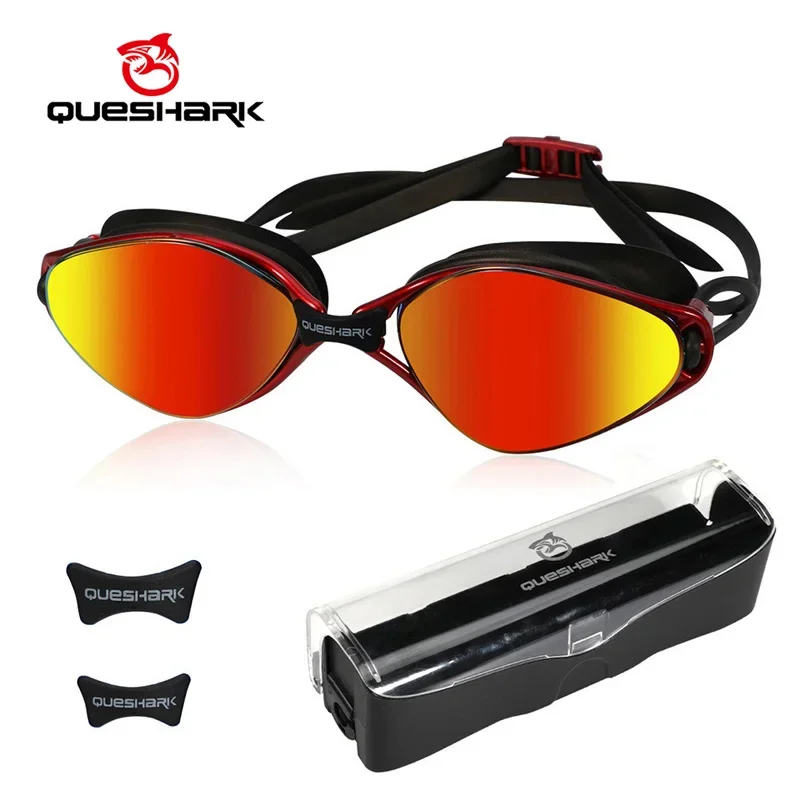 QUESHARK Adults Teens HD Anti-Fog Swimming Goggles Water Sport Diving Waterproof Swim Glasses With Portable Box Set