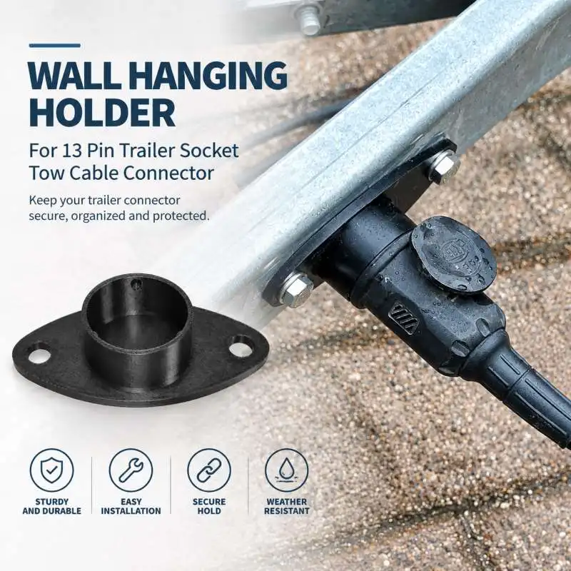 Wall Hanging Holder For 13 Pin Trailer Socket Tow Cable Connector Fixed Support Bracket