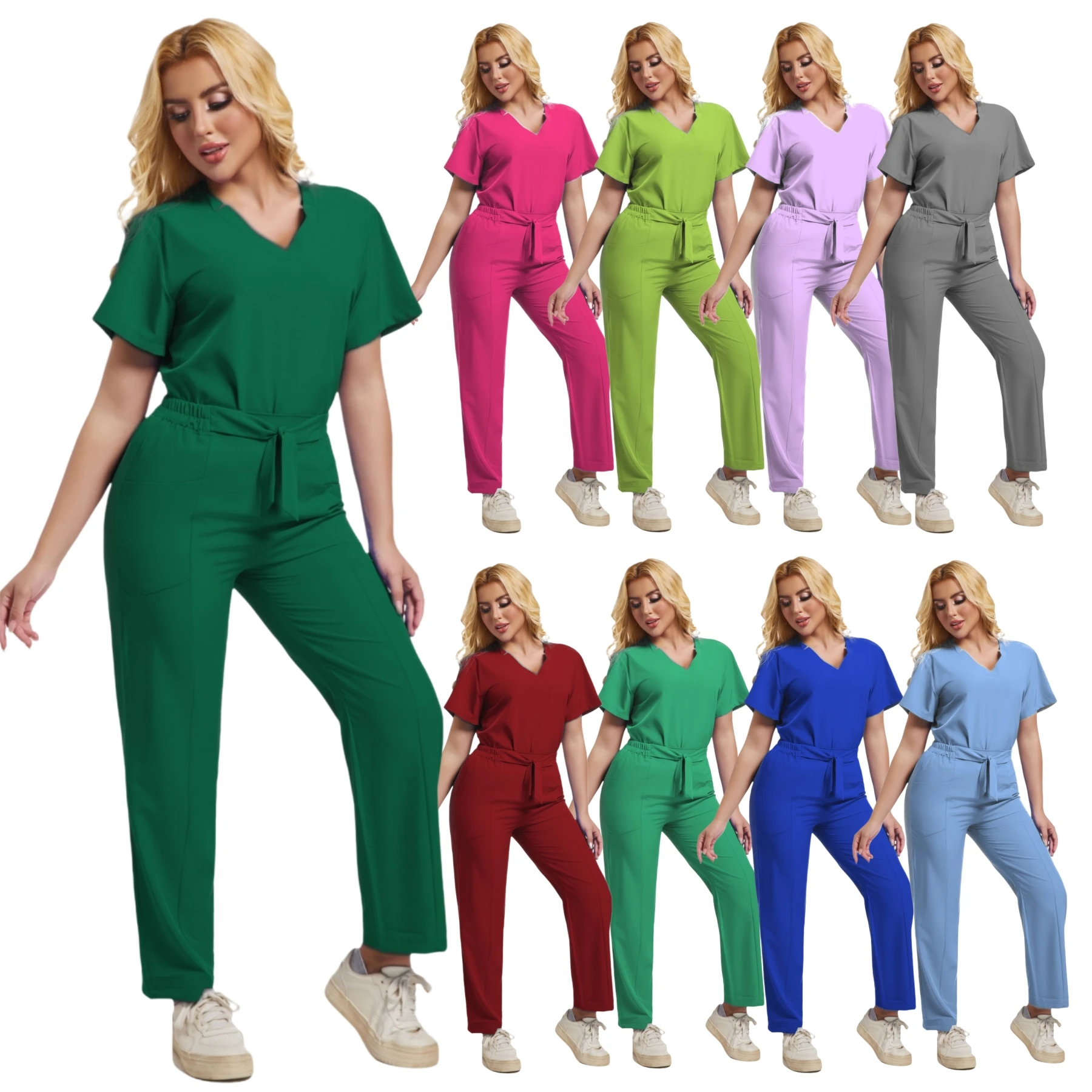 

HZMNOI Medical Uniforms Women Scrubs Sets Nurse Nursing Work Clothes Beauty Salon Spa Surgical Suit Lab Hospital Overall