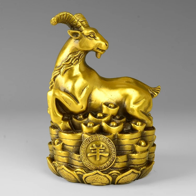 Imagem -02 - Lucky Fortune Golden Sheep Brass Statue Dinheiro Desenho Talismã Dinheiro Desenho Auspicioso Ovelhas Escritório e Decoração do Lar