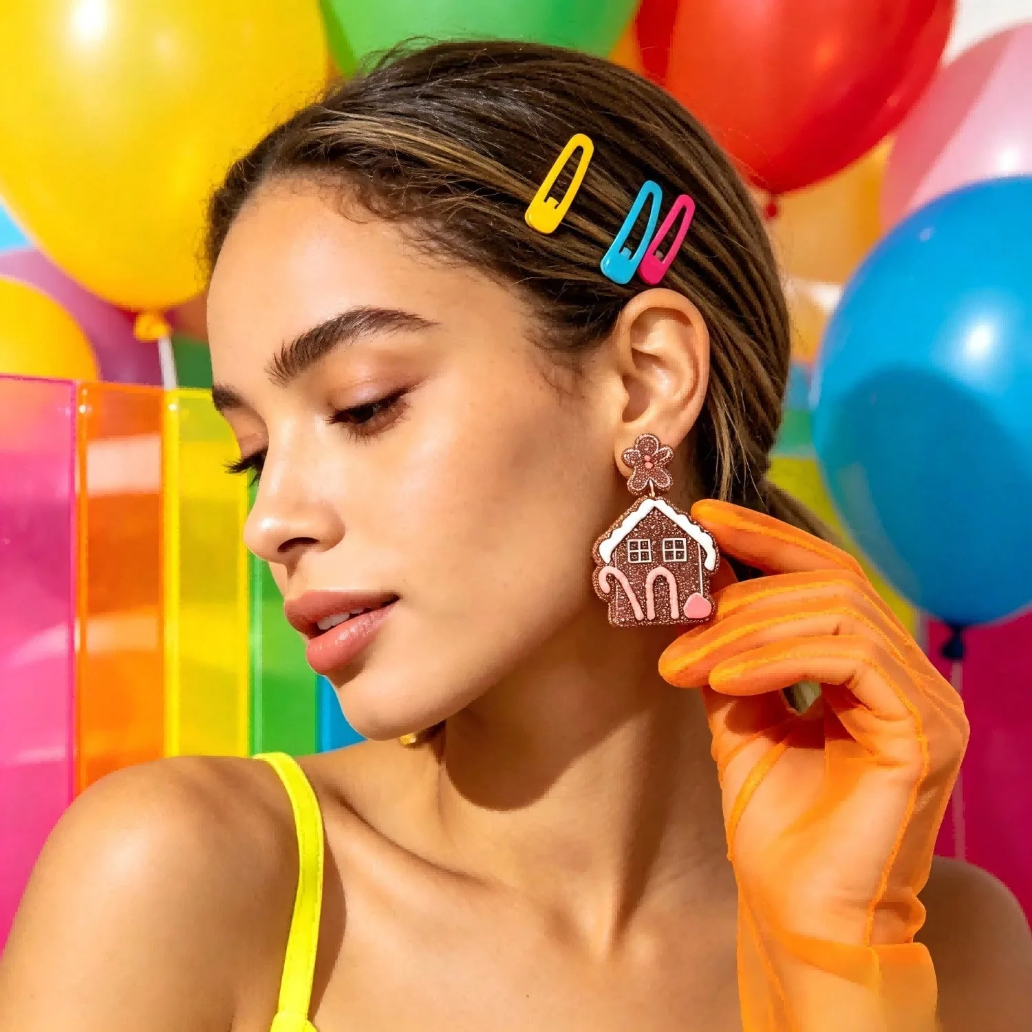Cute Christmas Gingerbread House & Man Acrylic Dangle Earrings for Women Girls, Winter Xmas Holiday Themed Drop Ear Jewelry, Lightweight Festive Accessories for Family Gatherings, Xmas Dinners, Winter Parties and Daily Outfits