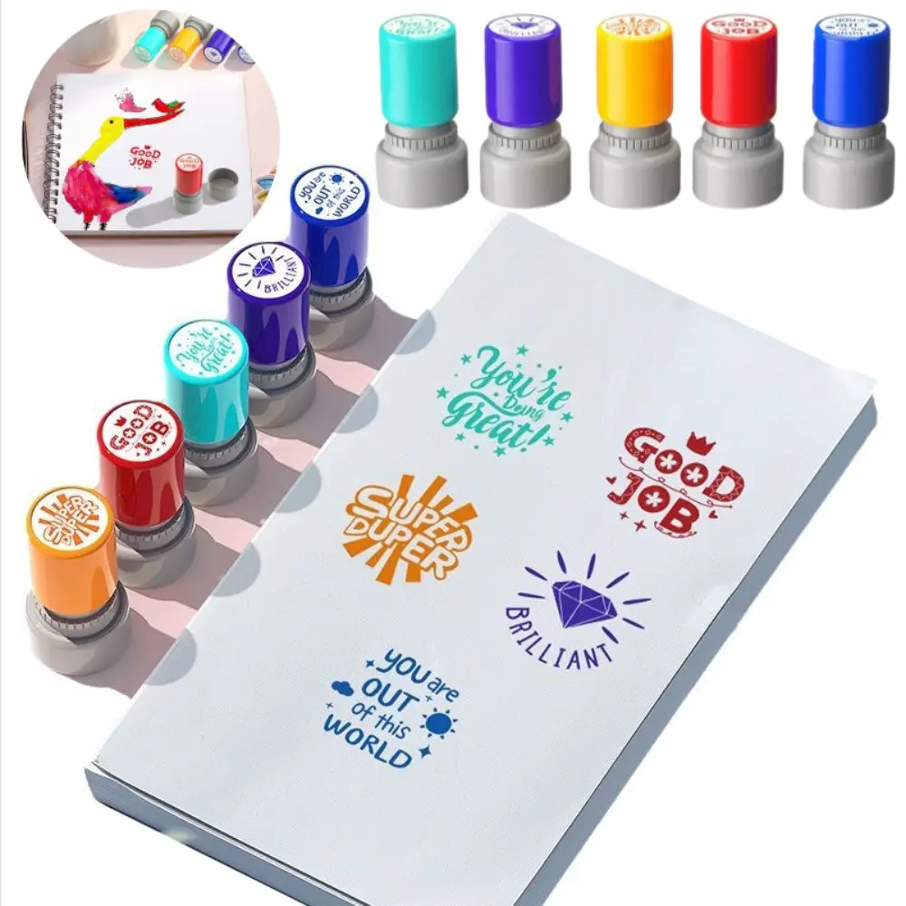 Automatic Inking Teacher's Comment Stamp Encouragement Incentive Educational Behavior Stamp Colorful English Version