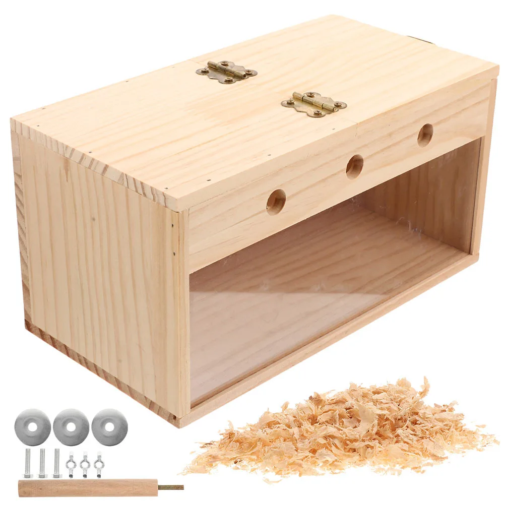 

Transparent Breeding Box Wooden Bird Nest For Parakeet Parrot Budgie Nesting House Indoor Garden Use