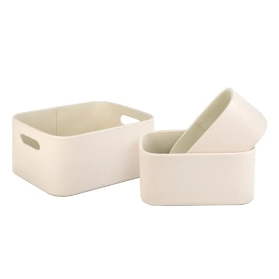 

Faux Leather Storage Baskets Bins with Velvet Lining for Organizing, Storage, Gifts, Set of 3 Nesting Shelf Baskets Decorative