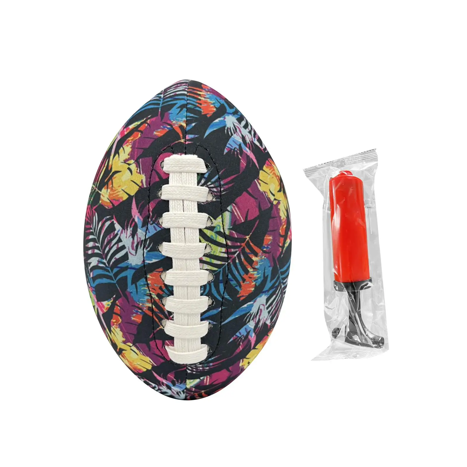 American Football Ball, Rugby Ball, Waterproof with Inflator Pump Portable Kids