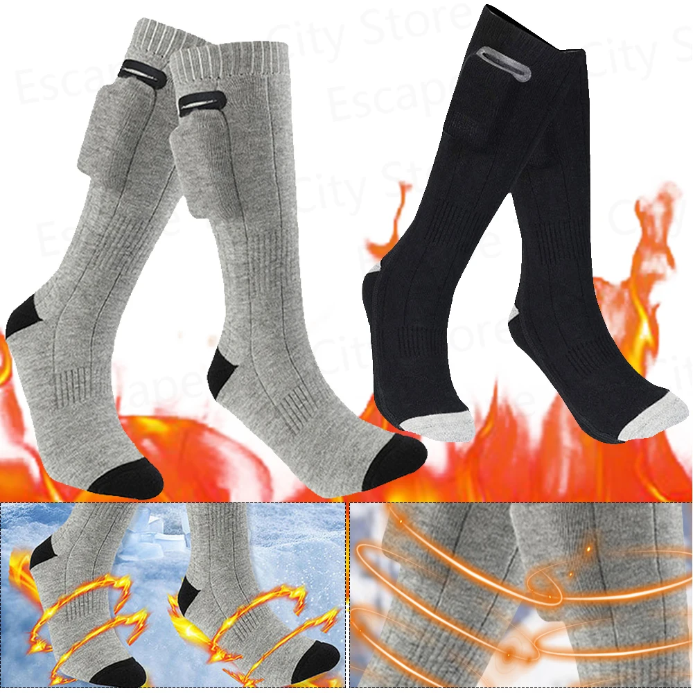 Heated Socks 3 Modes Control Motorcycle Electric Heated Socks Winter Thermal Socks Outdoor Skiing Foot Warmer for Men and Women