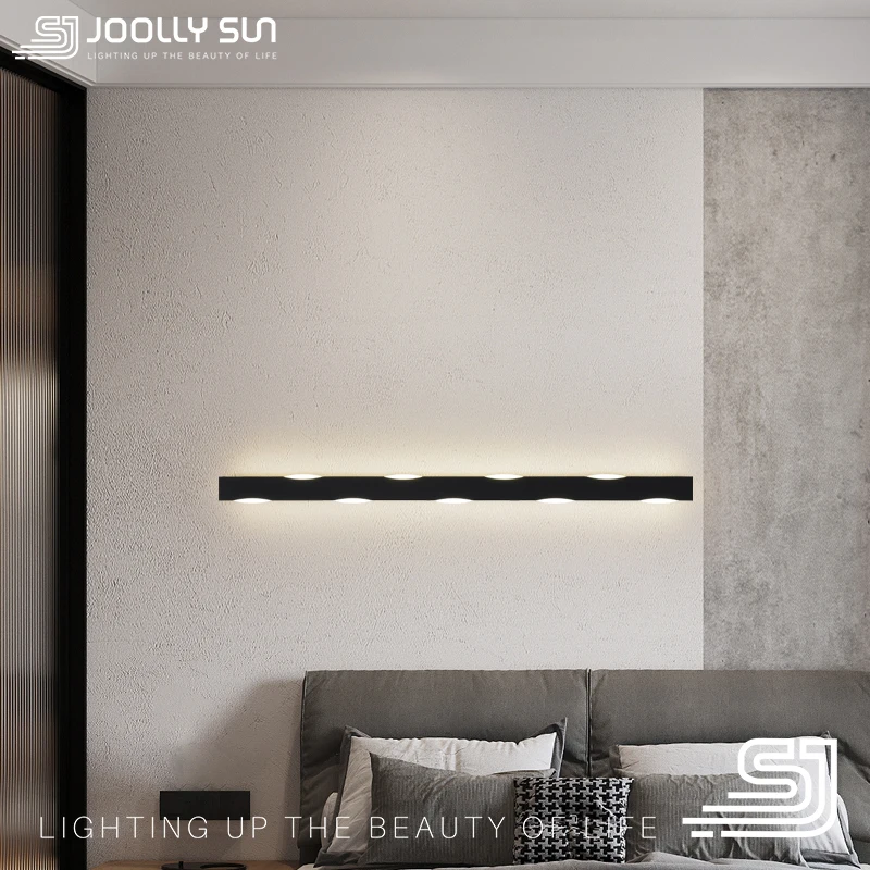 JoollySun LED Wall Lamp Dimmable Lighting Long Strip Tricolor Sconces Modern Living Room Decor Interior Wave Shaped Luminaire