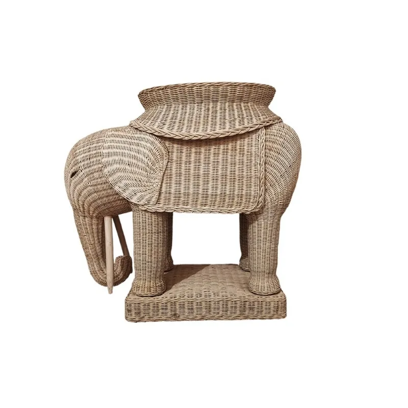Hand-woven, stool, living room rattan elephant ornament, craft decoration, home floor type