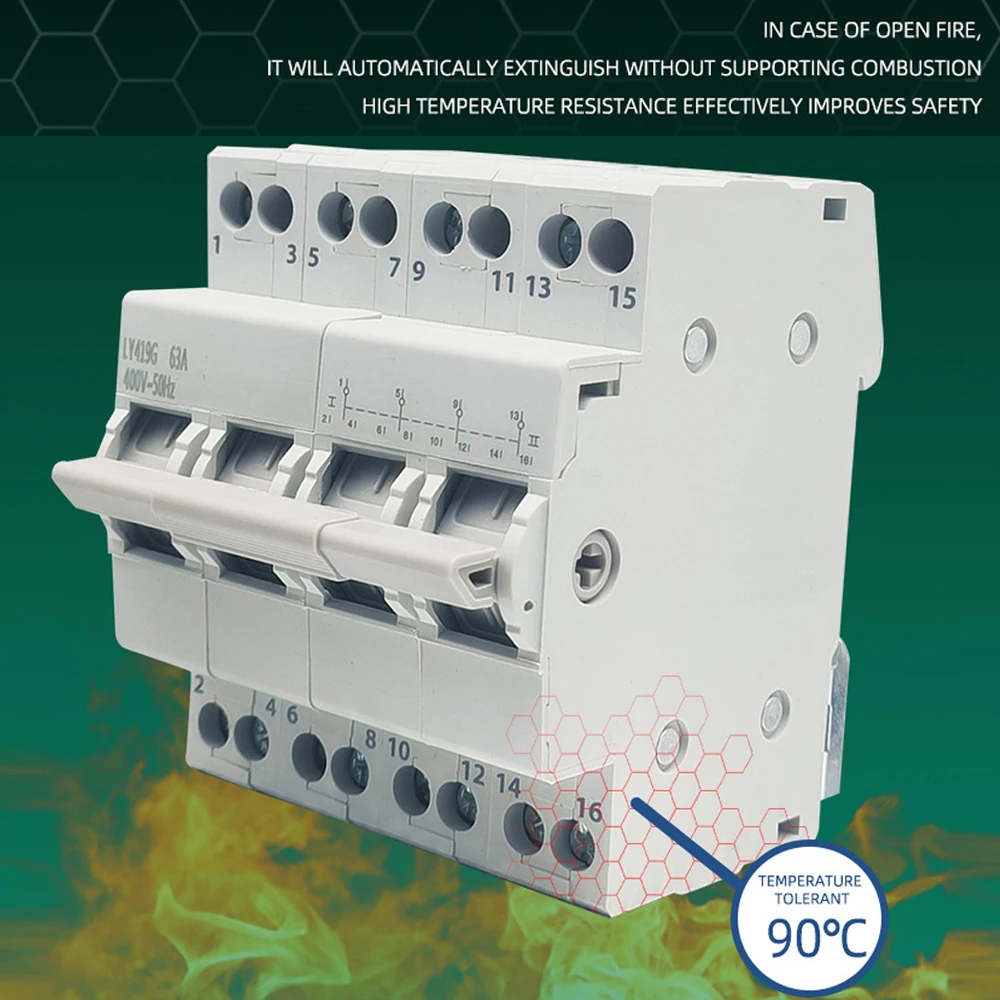 Pole 63A MTS Dual Power Manual Transfer Switch Interlock Circuit Breaker Rail Installation Short Circuit Protector 1P 2P 3P 4P