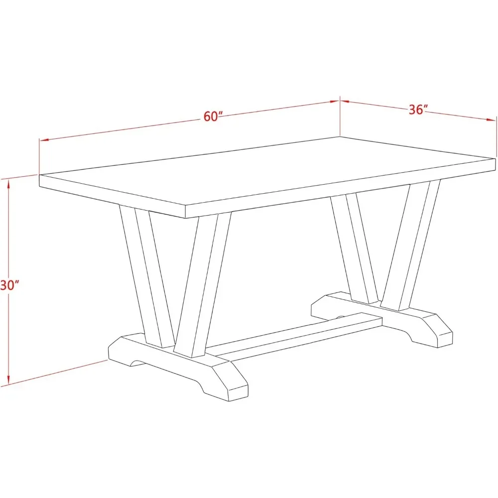 6-delige dinetset in V-stijl bevat een rechthoekige eetkamertafel met V-pootjes en 4 parson-stoelen van donker Gotham-linnen stof met