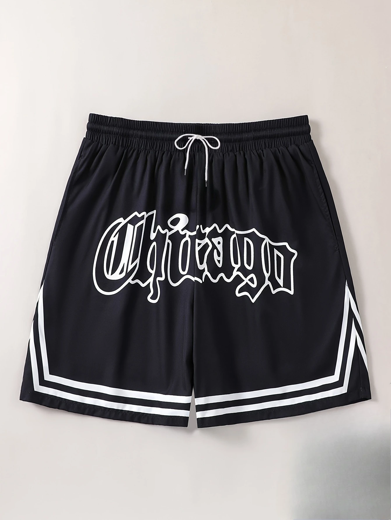 Pantalones Cortos Deportivos Casuales con Estampado de Chicago para Hombre, Talla Grande, Estilo Urbano, para Uso Diario en Verano