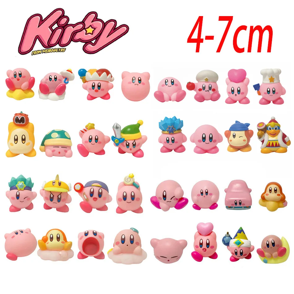 8-teiliges Set Star Kirby's Dream Land Mini Niedliche Cartoon Rosa Kirby Waddle Dee King Dedede Anime Figuren Puppen Dekorationen PVC Spielzeug Geschenk