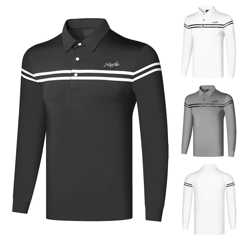 Autumn golf long-sleeved men's polo shirt with full-length Aroscan training 