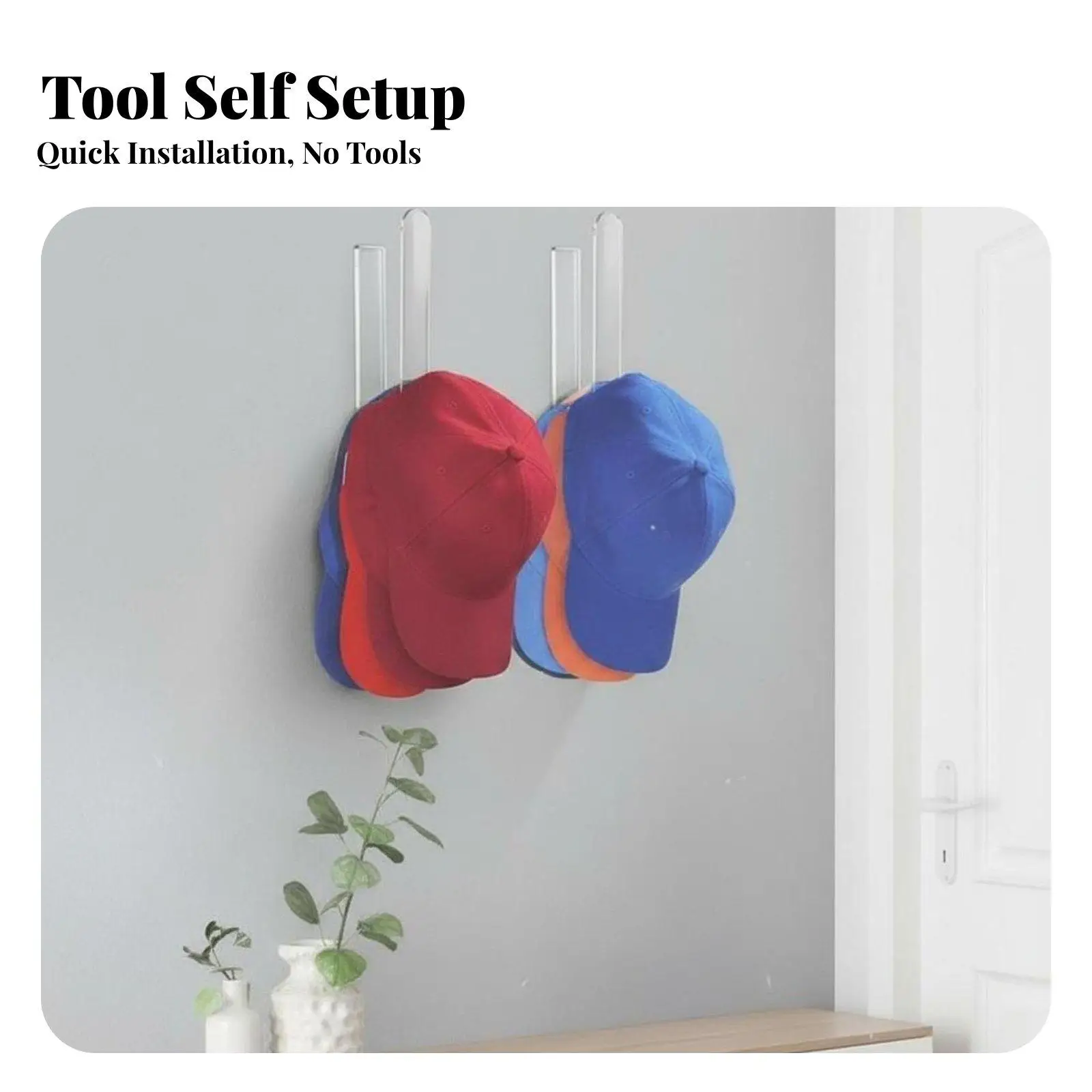 2 Pieces Hat Rack No- Installation Acrylic Hat Rack Space-Saving