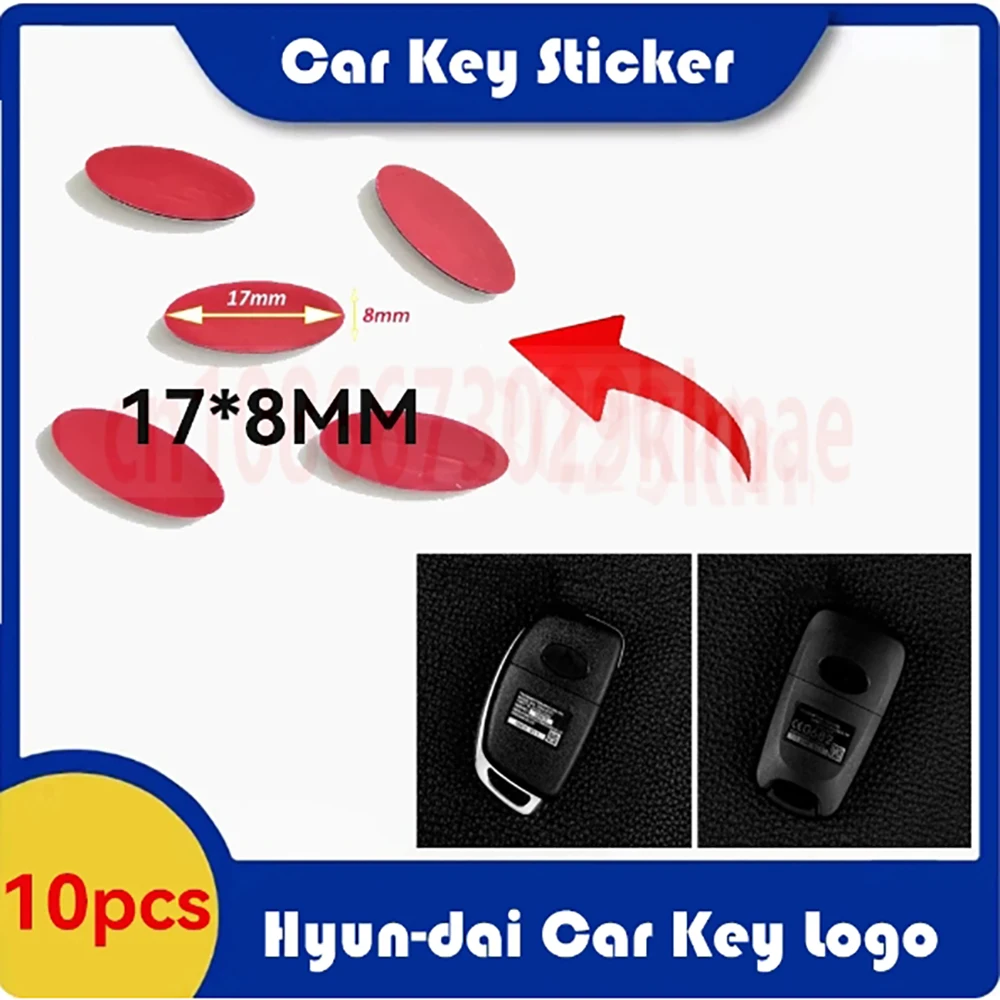 Autocollant de clé de voiture à distance naren métal en aluminium, badges d\'emblème, symboles pour Hyundai, Kia 4.3 son Santa Fe Elantra, 17x8mm, 10