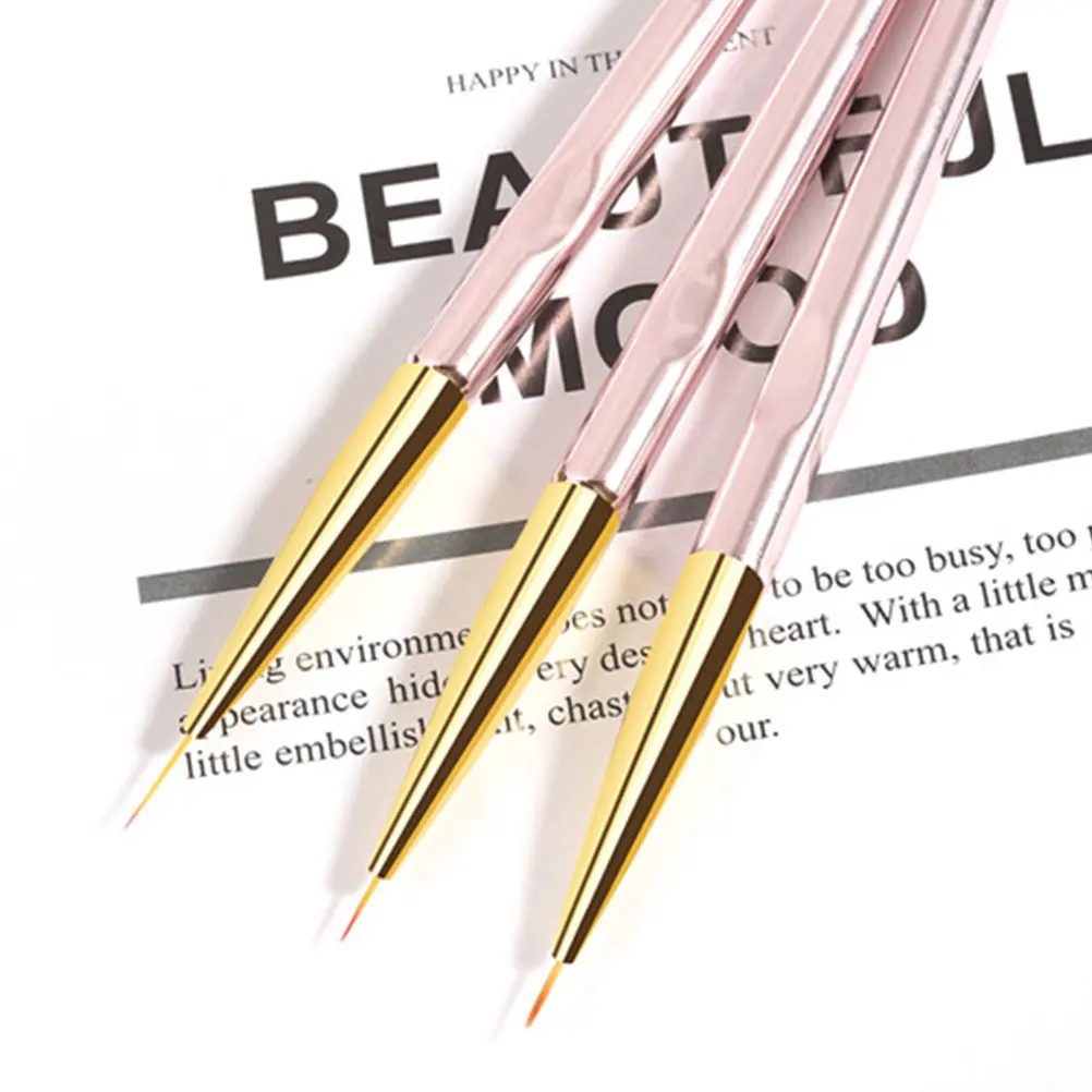 6Pcs Premium Rose Gold Nail Art Liner Pens Smooth Writing Manicure Drawing Tools for Nail Design Compact Size Convenient to