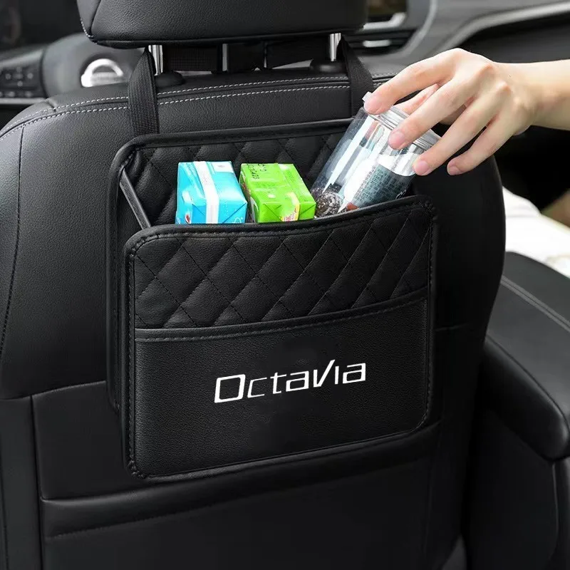 

Кожаный Автомобильный контейнер для хранения мусора для Skoda Octavia Superb Fabia Vrs, автомобильный аксессуар