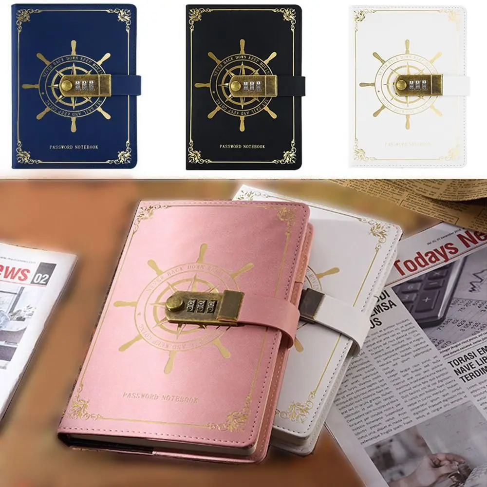 

A5 PU Leather Diary with Lock Thicken Waterproof Locked Journal Combination Lock Refillable Password Notebook Girls