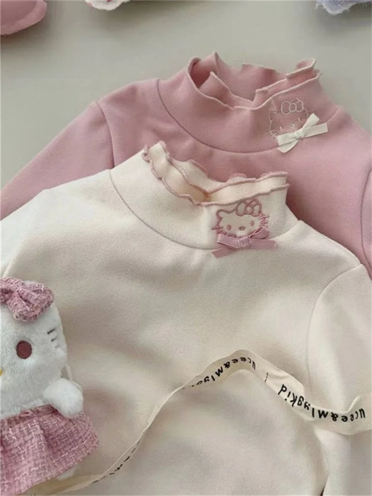 

Теплый базовый свитер для девочек на осень-зиму, новый, модный, универсальный, с круглым вырезом, длинный рукав