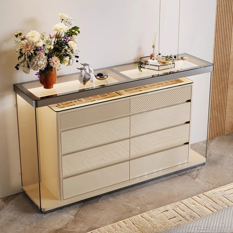 

luxury eight-bucket cabinet bedroom minimalist solid wood bedside bucket cabinet high-end wall locker cloakroom jewelry cabinet