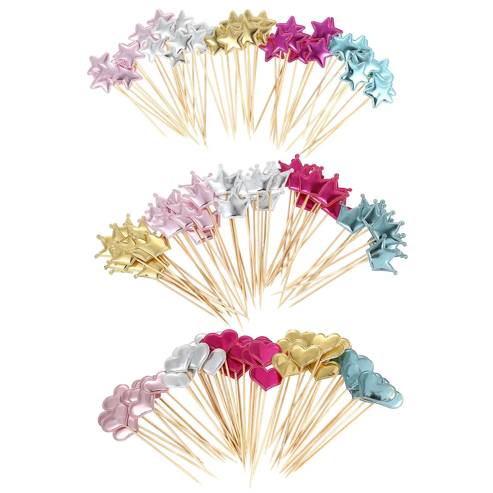 150Pcs Cake Topper Picks Colorful Cake Inserting Decor Wedding Party Baby Shower Dessert Cupcake Toppers Baking DIY