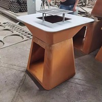 Steel Square Fire Pit BBQ, BBQ Grill, Outdoor Garden Fire Pit, BBQ Grill
