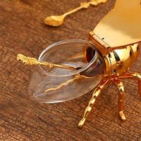 cartoon Bee Shaped Honey Jar Creative Seasoning Container with Spoon Syrup Dispenser for Kitchen condiments oil Storage Holder