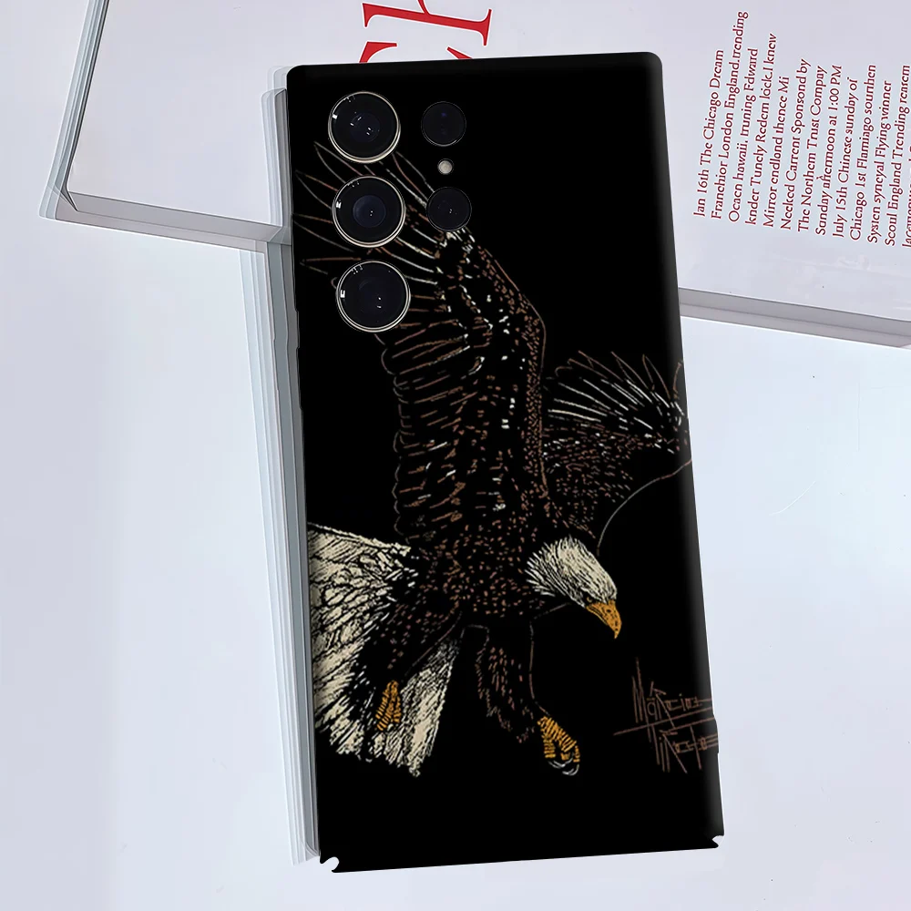 Bald Eagle Flying Black Luxury Fashion Full Lens Protective Case for Samsung Galaxy S26 S25 S24 A56 A36 Plus Ultra