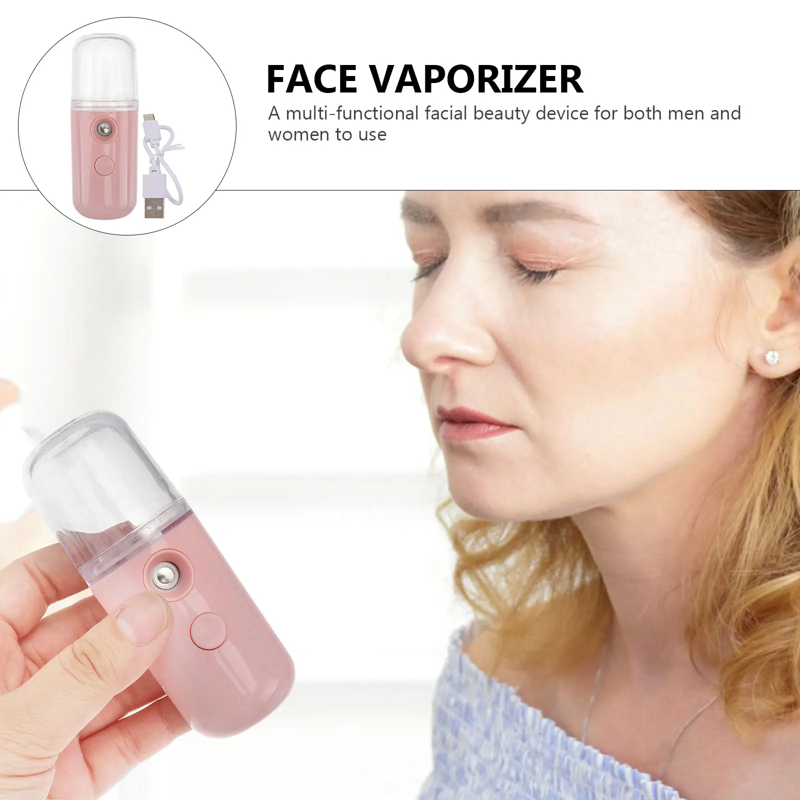 Portable Facial Hydration Device Face Steamer Nano USB Charging Mini Sprayer Pink Humidifier for Skin Moisturizing Face
