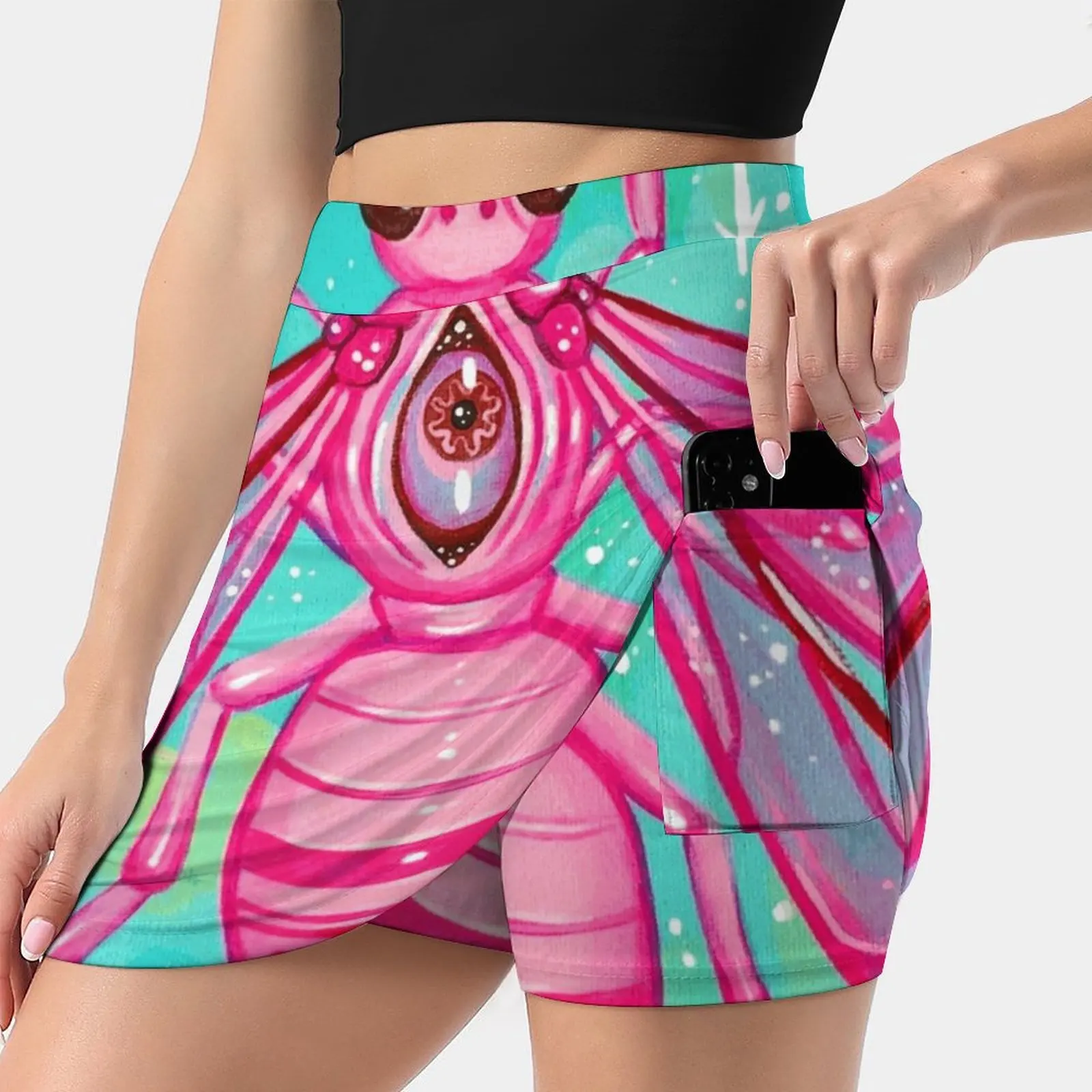 Pink Bee-Acrylic Painting Women's skirt Sport Skort Skirt With Pocket Fashion Korean Style Skirt 4Xl Skirts Bee Bugs Insects