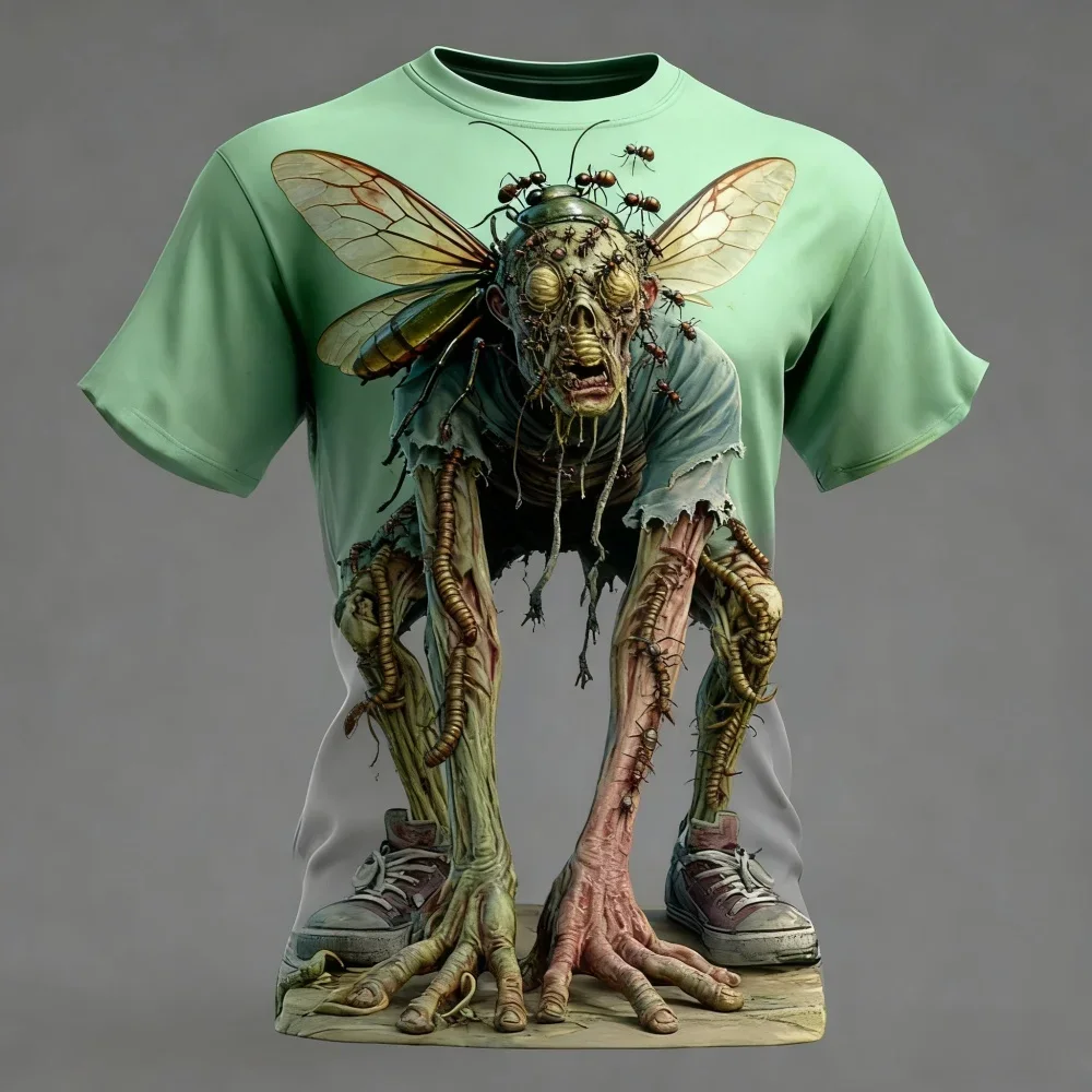 Sommer-T-Shirts mit Halloween-Motiven, Zombie-Horror-Party, übergroßes Damen- und Herren-T-Shirt für Erwachsene, bequem und atmungsaktiv, kurzärmelig