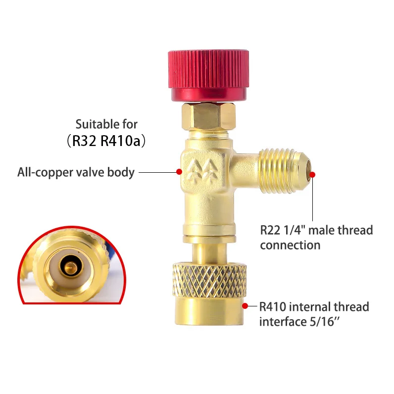 Brass For HVAC Refrigerant Safety Valve Dual Pack for R22 R410A Systems with Precise Needle Adjustment and Leak-Free Seal