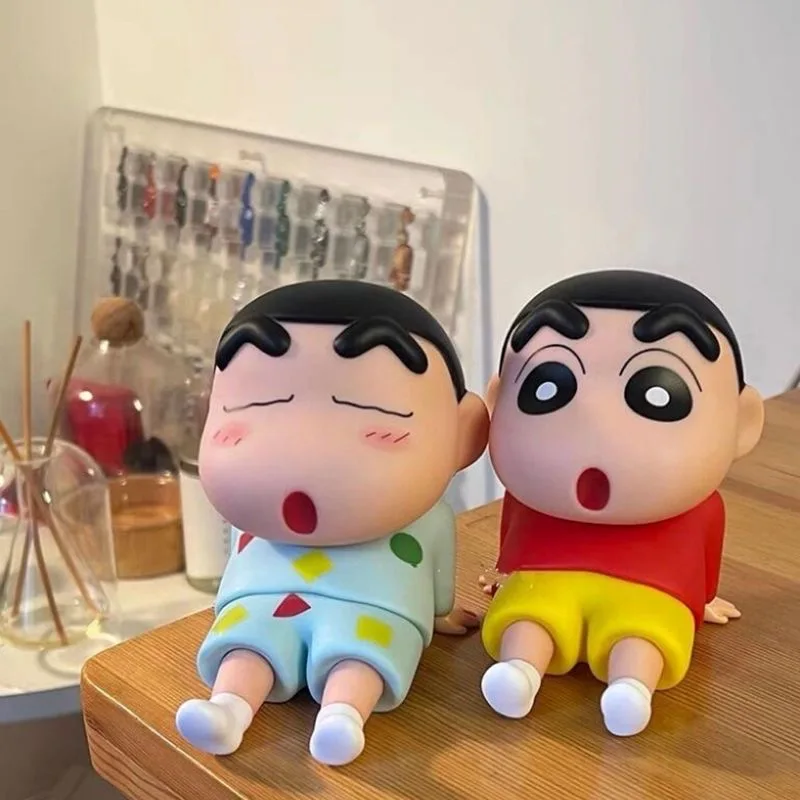 Crayon Shin-Chan Figures Phone Holder Kawaii Anime Desktop Ornaments Cartoon Watching TV Phone Support Cute Doll Decoration Gift