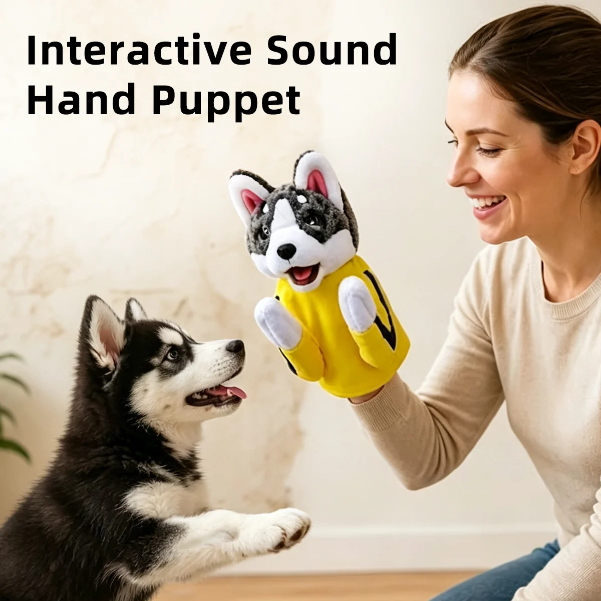 Pet Interactive Hand Puppet Boxing Husky Sound‑Making Toy Funny Kung‑Fu‑Dog Glove‑Style Plush Puppet Interactive Dog Toy