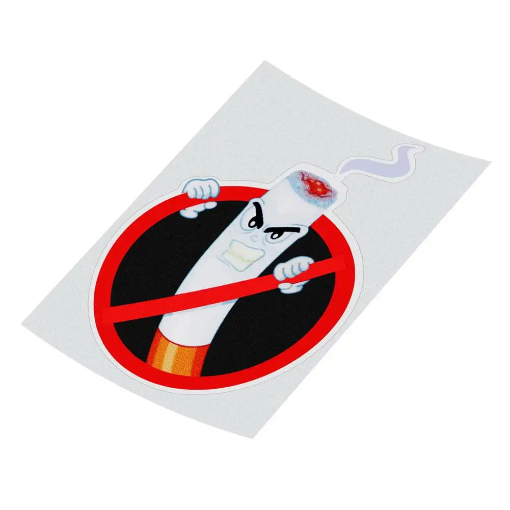 1pc PET Warning Sign No Smoking Car  Stickers Decor Motorcycle Car Interior Decals Laptop Trunk Wall Vinyl Decal A302