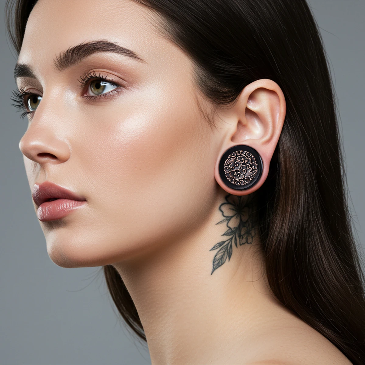 KUYOUTH Retro Wood Auspicious Cloud Pattern Ear Plugs Expanders Gauges Body Piercing Jewelry Earring Tunnels Stretchers 2PCS