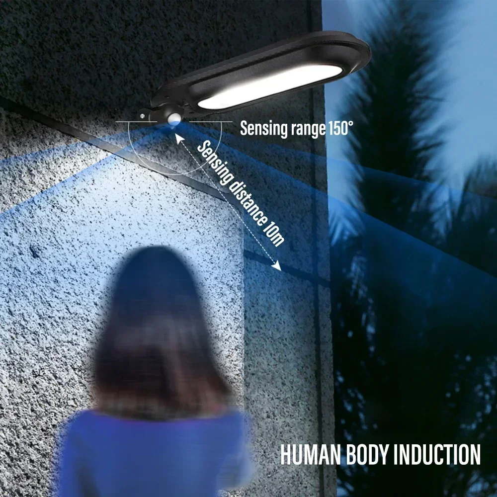인간 감지 태양광 벽 조명, 야외 정원 조명 센서, 각도 조절 가능 보안 가로등, 발코니 안뜰 조명