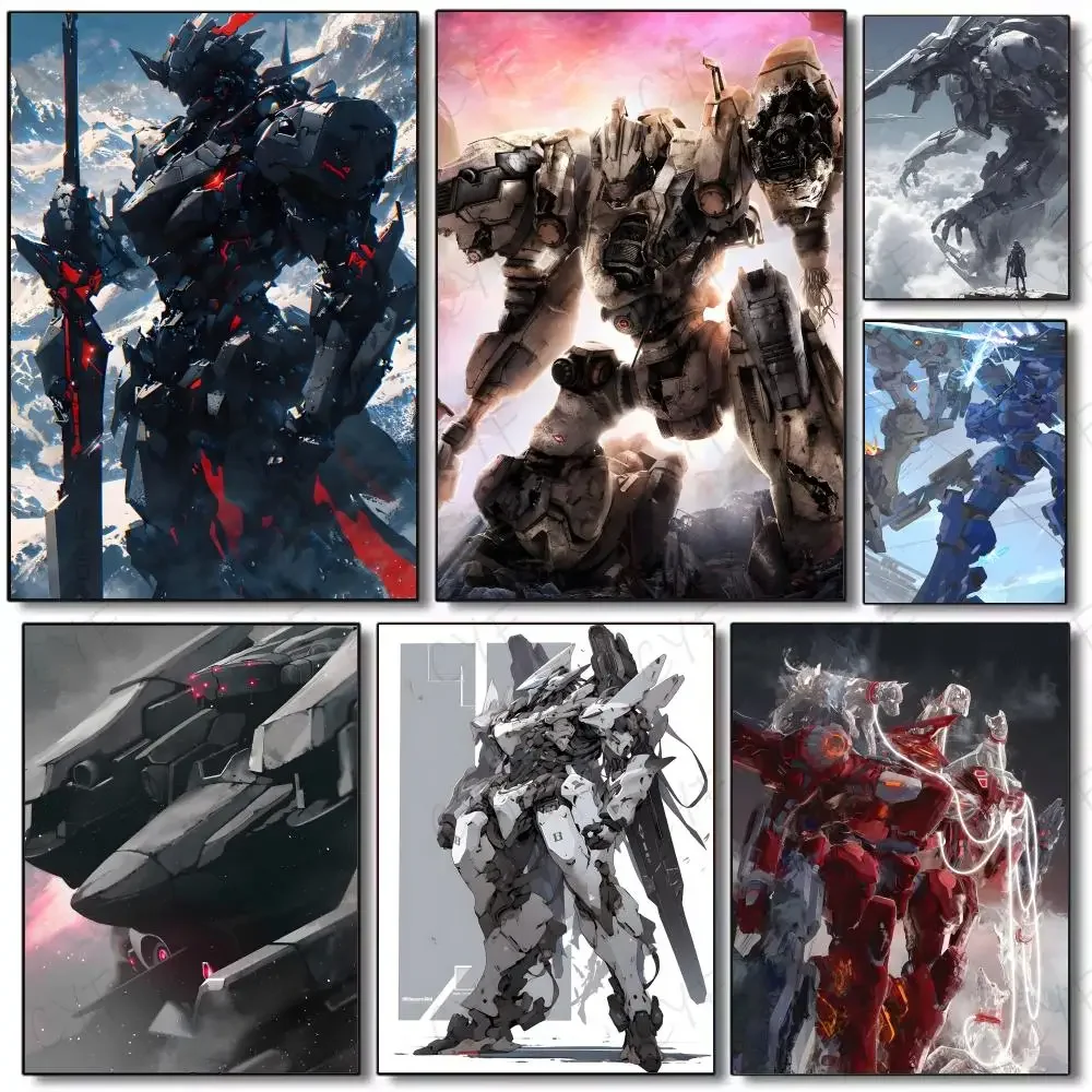 mecha game print A-Armored Core Poster Painting Wall Art Mural for Living Room Home Decor and Gifts