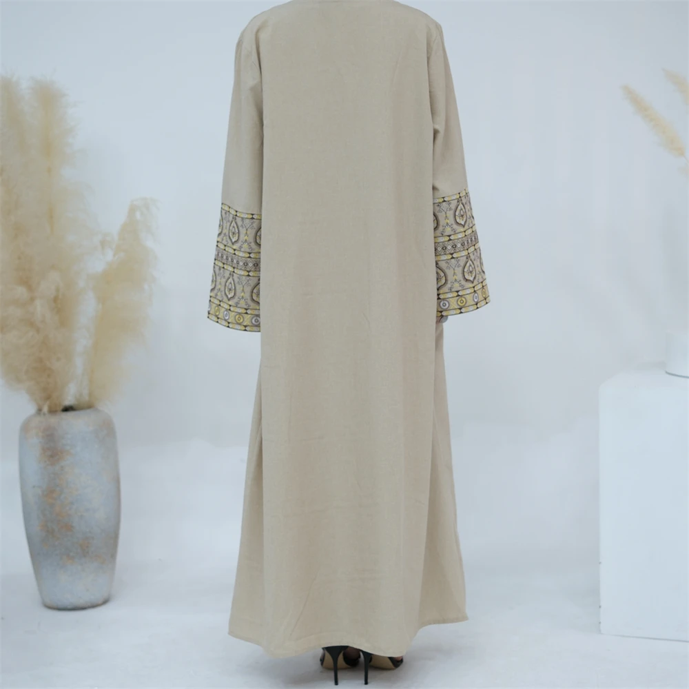 Modest Embroidery Open Abaya Cardigan Kimono Muslim Women Dress Turkish Dubai Saudi Kaftan Arab Robe Islam Jalabiya Caftan Gown