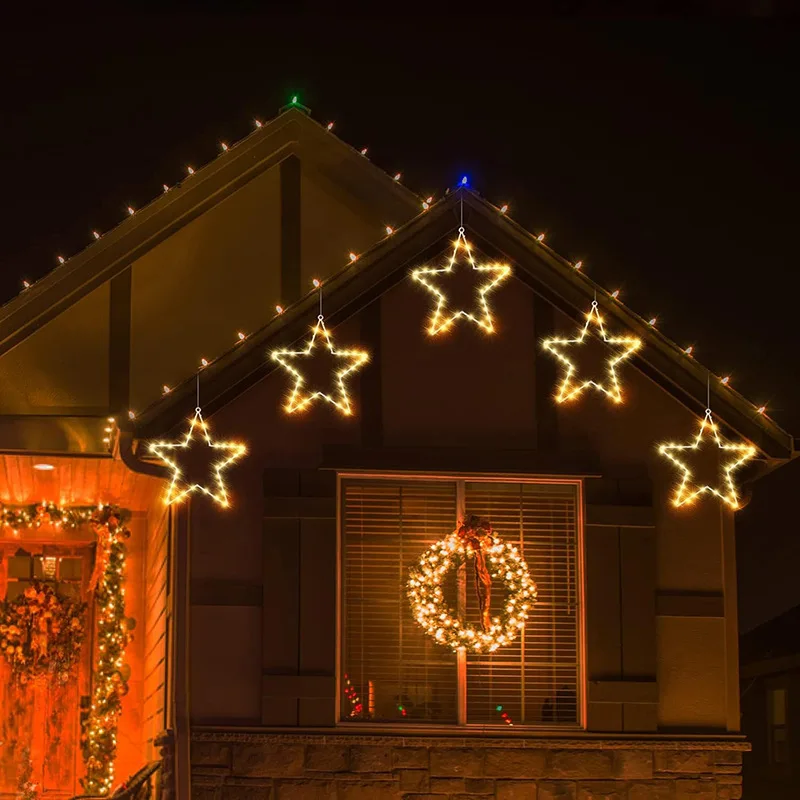 1pc LED Star Fairy Lights, 8 Modes & Auto Timer, Five-pointed Star String Lights, Holiday String Lights, Not Included Battery