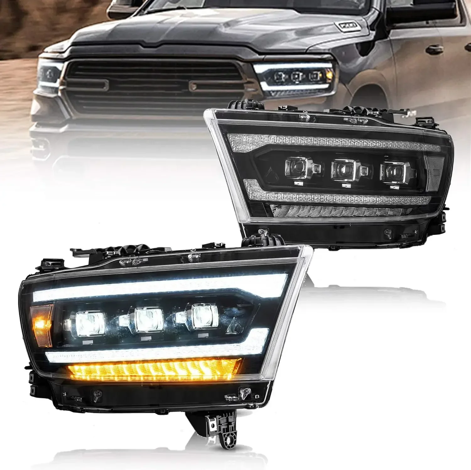 

Projector Led Headlights Compatible with 2019 2020 Dodge Ram 1500 Tradesman& HFE, Bighorn, Laramie, Rebel (NOT FIT Classic